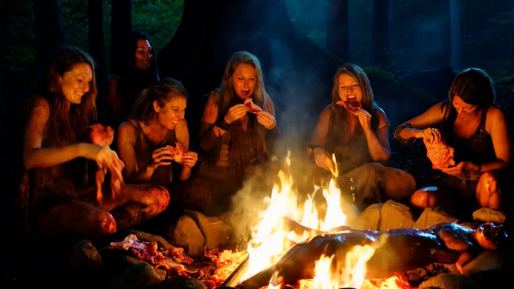 female cannibals feasting